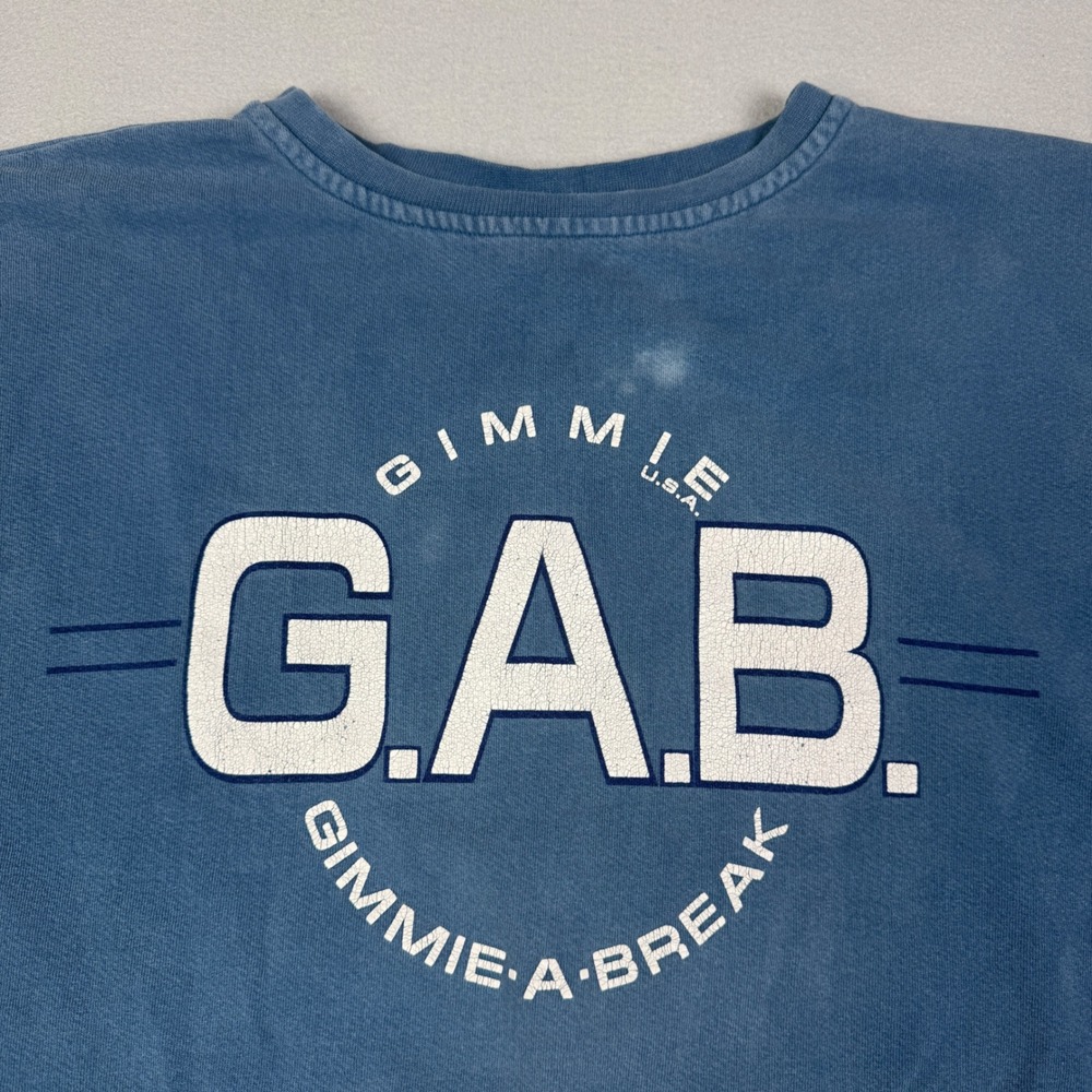 VTG Gimmie International GAB Gimmie A Break Large Sweatshirt Blue Made in USA - Picture 2 of 8